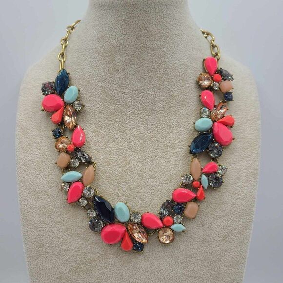 J Crew Multi Color Crystal and Resin Statement Necklace - Picture 1 of 8